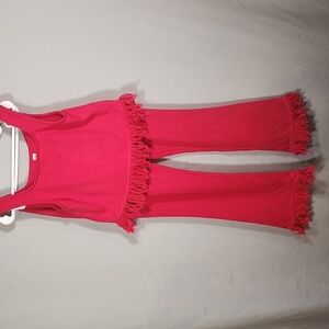 Franki by Francesca's Pink Fringe Tank Top with leggins Girls Size 10